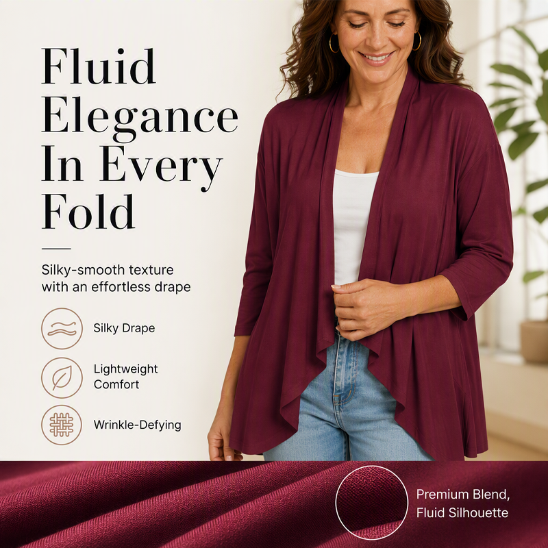 Women's 3/4 Sleeve Open Front Cardigan
