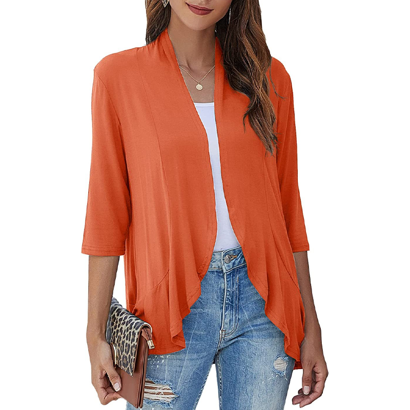 Women's 3/4 Sleeve Open Front Cardigan