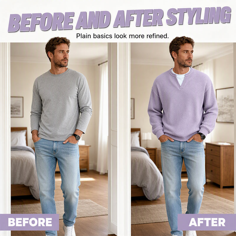 🎉The Lowest Price But The Best Quality!👕 Layered Comfort Waffle Tee – Textured, Relaxed & Effortlessly Put-Together