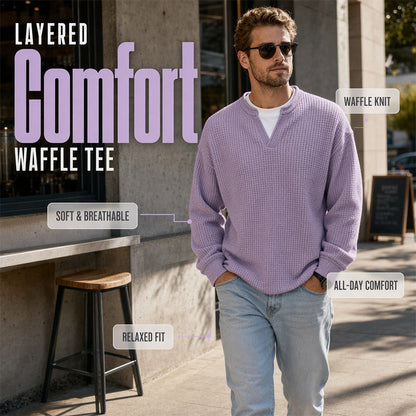 🎉The Lowest Price But The Best Quality!👕 Layered Comfort Waffle Tee – Textured, Relaxed & Effortlessly Put-Together