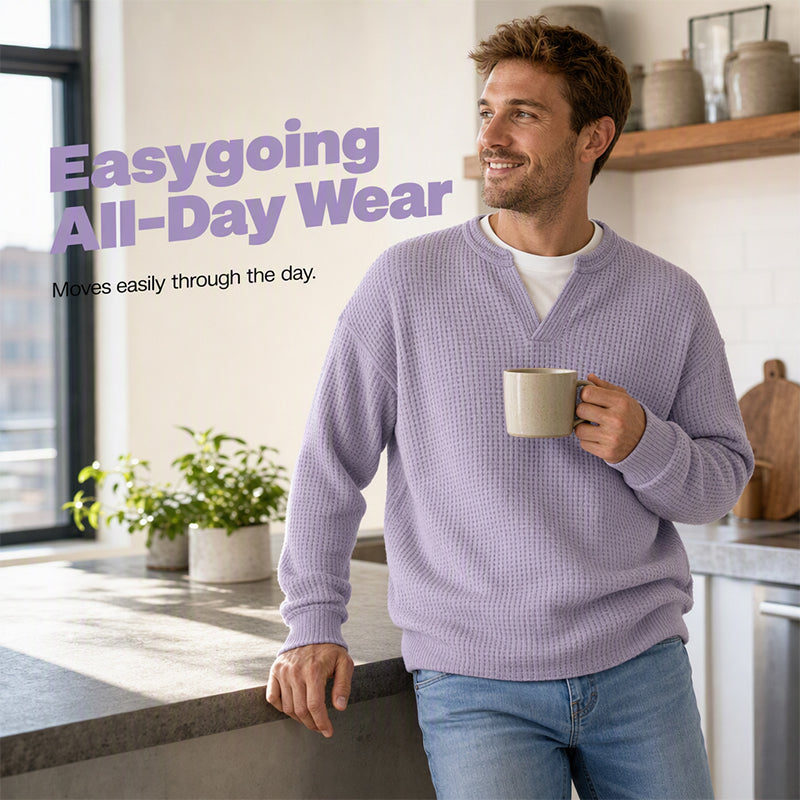 🎉The Lowest Price But The Best Quality!👕 Layered Comfort Waffle Tee – Textured, Relaxed & Effortlessly Put-Together