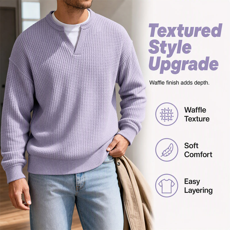 🎉The Lowest Price But The Best Quality!👕 Layered Comfort Waffle Tee – Textured, Relaxed & Effortlessly Put-Together