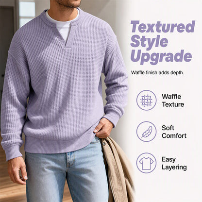 🎉The Lowest Price But The Best Quality!👕 Layered Comfort Waffle Tee – Textured, Relaxed & Effortlessly Put-Together