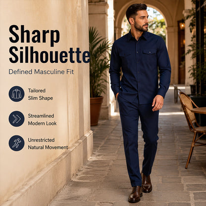 🖤Black Friday Sale:50% OFF🖤🎯 One Set, Instantly Put-Together | Men's Shirt & Pants 2-Piece Set
