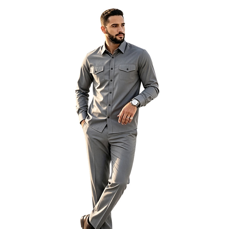 🖤Black Friday Sale:50% OFF🖤🎯 One Set, Instantly Put-Together | Men's Shirt & Pants 2-Piece Set
