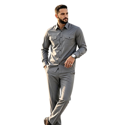 🖤Black Friday Sale:50% OFF🖤🎯 One Set, Instantly Put-Together | Men's Shirt & Pants 2-Piece Set