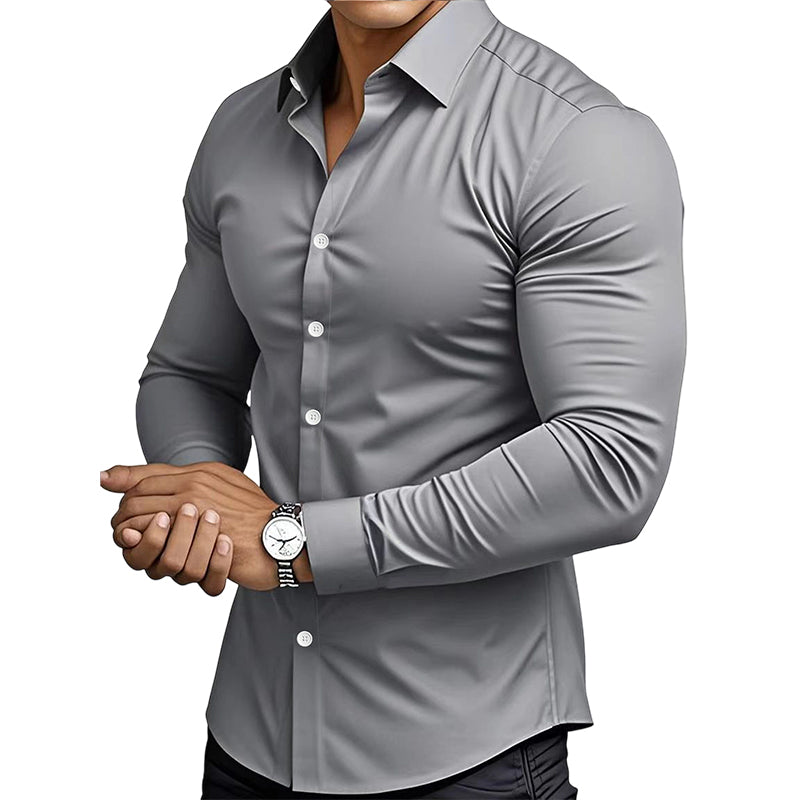 ⏰ Last Day of the Sale – 50% OFF ✨Men's Solid Color Lapel Long Sleeve Button-Down Shirts