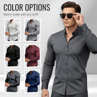 ⏰ Last Day of the Sale – 50% OFF ✨Men's Solid Color Lapel Long Sleeve Button-Down Shirts