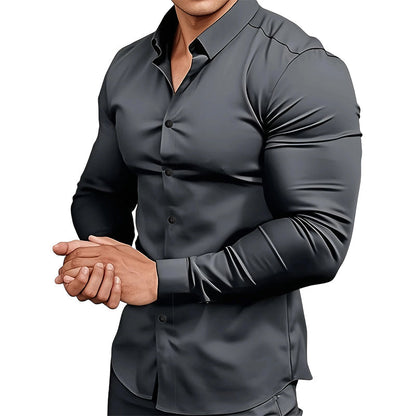 ⏰ Last Day of the Sale – 50% OFF ✨Men's Solid Color Lapel Long Sleeve Button-Down Shirts