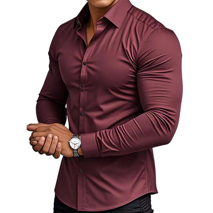 ⏰ Last Day of the Sale – 50% OFF ✨Men's Solid Color Lapel Long Sleeve Button-Down Shirts