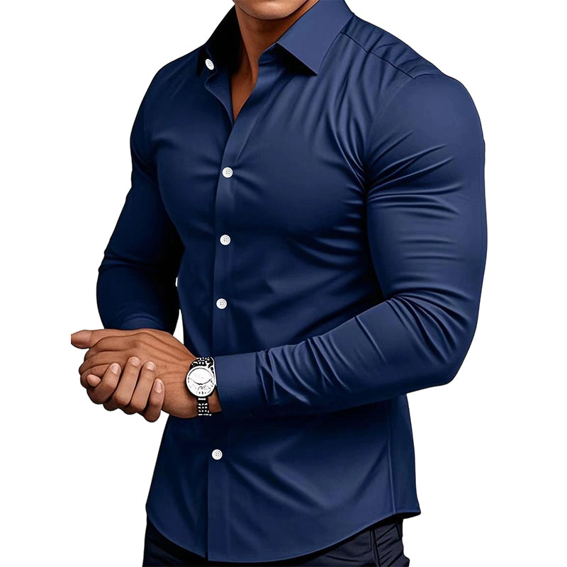 ⏰ Last Day of the Sale – 50% OFF ✨Men's Solid Color Lapel Long Sleeve Button-Down Shirts