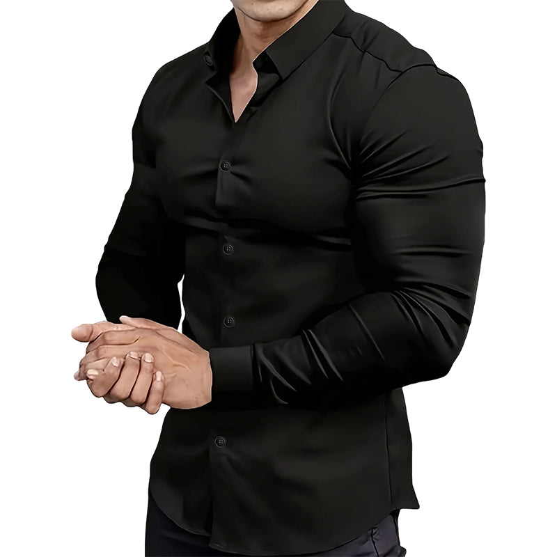 ⏰ Last Day of the Sale – 50% OFF ✨Men's Solid Color Lapel Long Sleeve Button-Down Shirts
