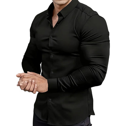 ⏰ Last Day of the Sale – 50% OFF ✨Men's Solid Color Lapel Long Sleeve Button-Down Shirts