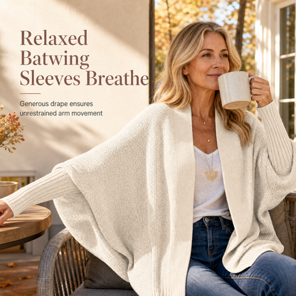 ⏰ Seasonal changeover sale: 50% off – quality at half the price! ✨Women's Loose Batwing Sleeve Knit Cardigan Open Front Shawl for Autumn and Winter