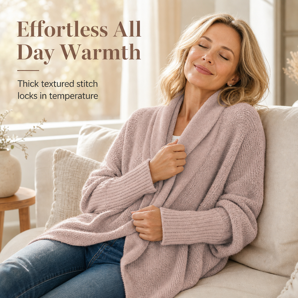 ⏰ Seasonal changeover sale: 50% off – quality at half the price! ✨Women's Loose Batwing Sleeve Knit Cardigan Open Front Shawl for Autumn and Winter
