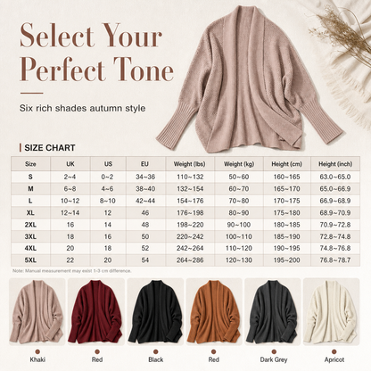 ⏰ Seasonal changeover sale: 50% off – quality at half the price! ✨Women's Loose Batwing Sleeve Knit Cardigan Open Front Shawl for Autumn and Winter