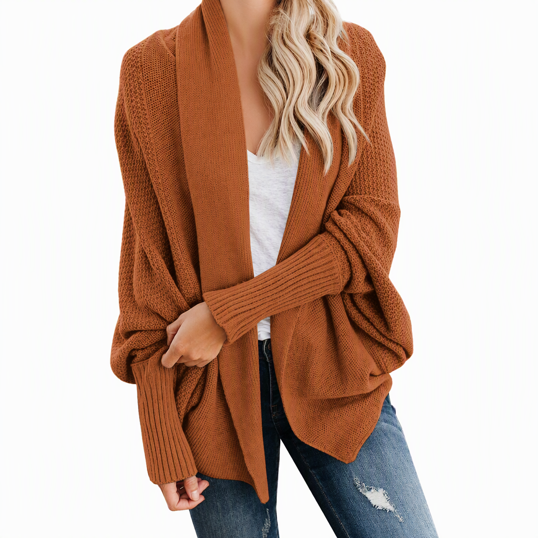 ⏰ Seasonal changeover sale: 50% off – quality at half the price! ✨Women's Loose Batwing Sleeve Knit Cardigan Open Front Shawl for Autumn and Winter