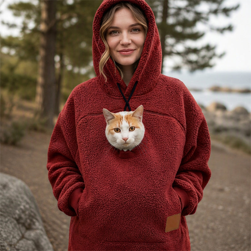 Unisex Pet Carrier Plush Hooded Sweatshirt