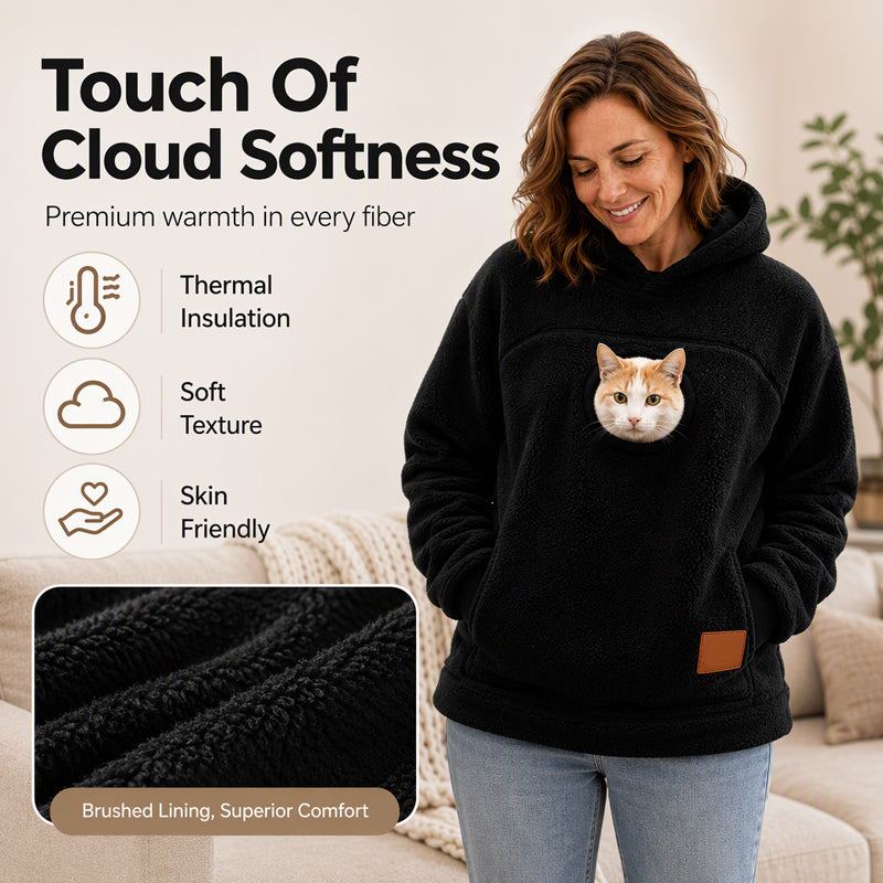 Unisex Pet Carrier Plush Hooded Sweatshirt