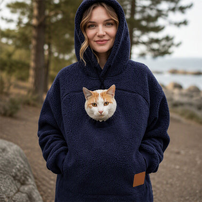Unisex Pet Carrier Plush Hooded Sweatshirt
