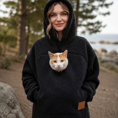 Unisex Pet Carrier Plush Hooded Sweatshirt