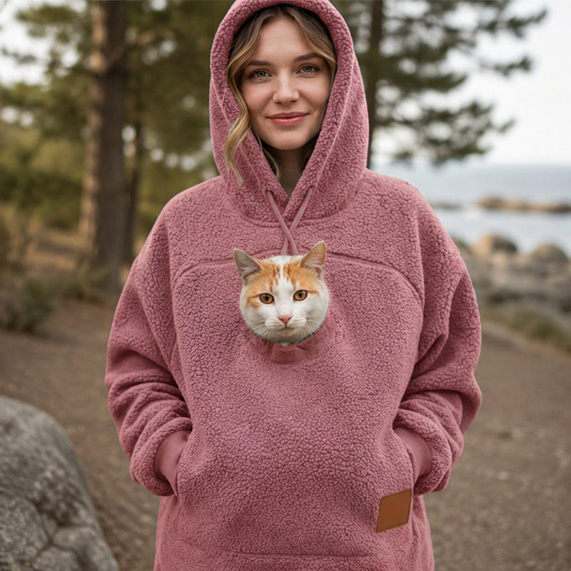 Unisex Pet Carrier Plush Hooded Sweatshirt