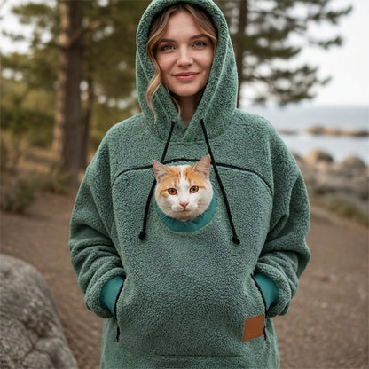 Unisex Pet Carrier Plush Hooded Sweatshirt