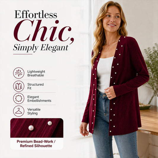 ⏰ Seasonal changeover sale: 50% off – quality at half the price! ✨Women's Pearl Beaded Knit Cardigan