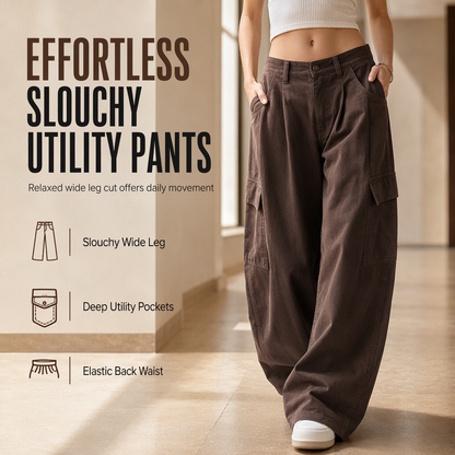 ⏰ Last Day of the Sale – 50% OFF ✨Women's High Waisted Wide Leg Baggy Cargo Pants with Utility Pockets Loose Fit Cotton Blend Trousers