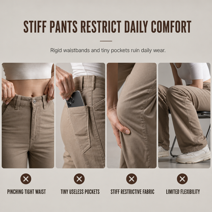 ⏰ Last Day of the Sale – 50% OFF ✨Women's High Waisted Wide Leg Baggy Cargo Pants with Utility Pockets Loose Fit Cotton Blend Trousers
