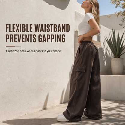 ⏰ Last Day of the Sale – 50% OFF ✨Women's High Waisted Wide Leg Baggy Cargo Pants with Utility Pockets Loose Fit Cotton Blend Trousers