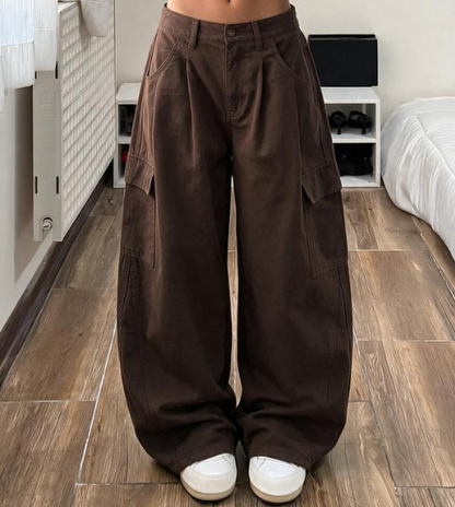 ⏰ Last Day of the Sale – 50% OFF ✨Women's High Waisted Wide Leg Baggy Cargo Pants with Utility Pockets Loose Fit Cotton Blend Trousers