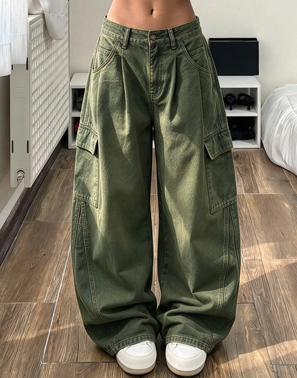 ⏰ Last Day of the Sale – 50% OFF ✨Women's High Waisted Wide Leg Baggy Cargo Pants with Utility Pockets Loose Fit Cotton Blend Trousers