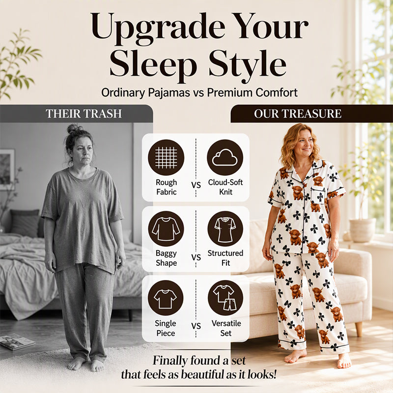 ⏰ Last Day of the Sale – 50% OFF ✨Women's Highland Cow Print 3-Piece Pajama Set