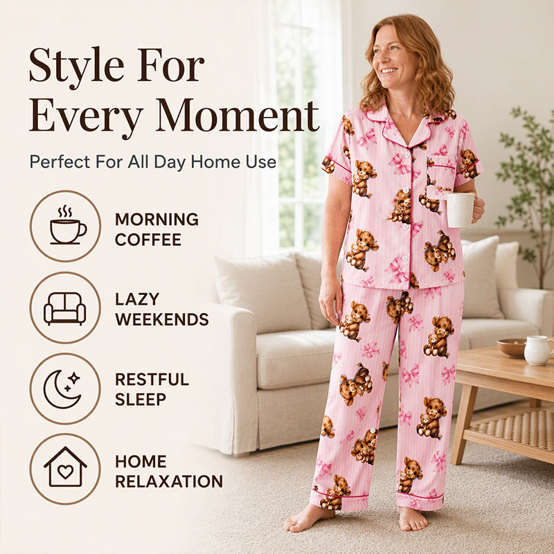 ⏰ Last Day of the Sale – 50% OFF ✨Women's Highland Cow Print 3-Piece Pajama Set