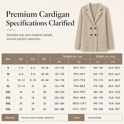 ⏰ Seasonal changeover sale: 50% off – quality at half the price! ✨Women's Double-Breasted Ribbed Knit Cardigan with Pockets and Notched Lapel
