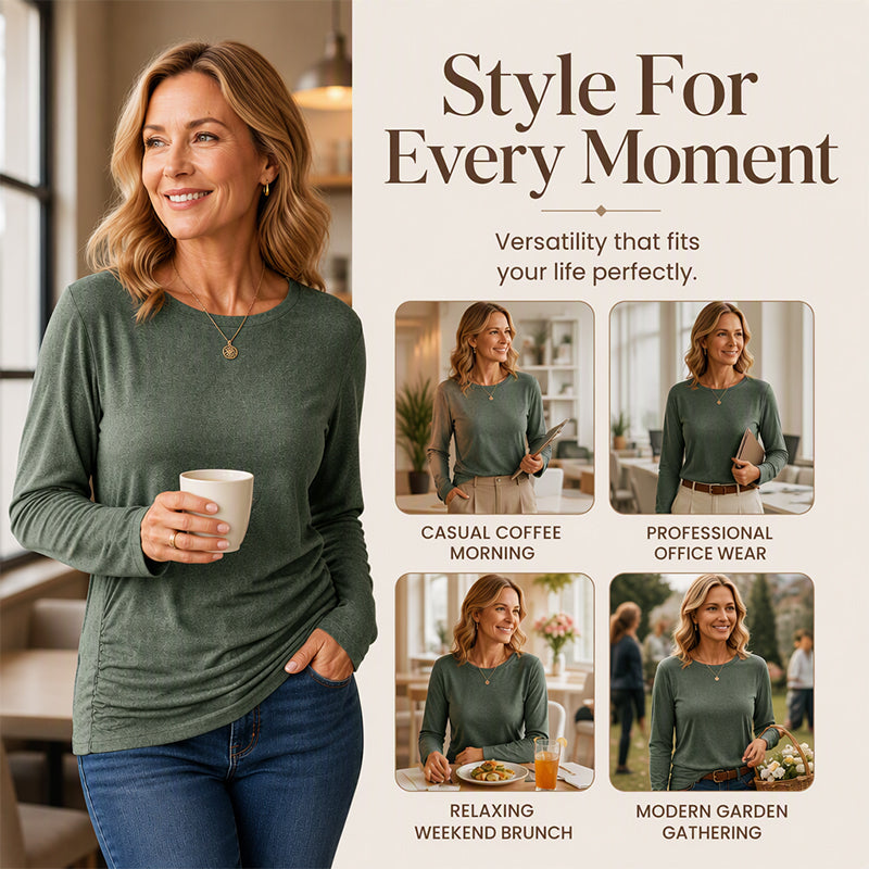🔥 50% OFF! 👚Women's Casual Crewneck Ruched HemTop