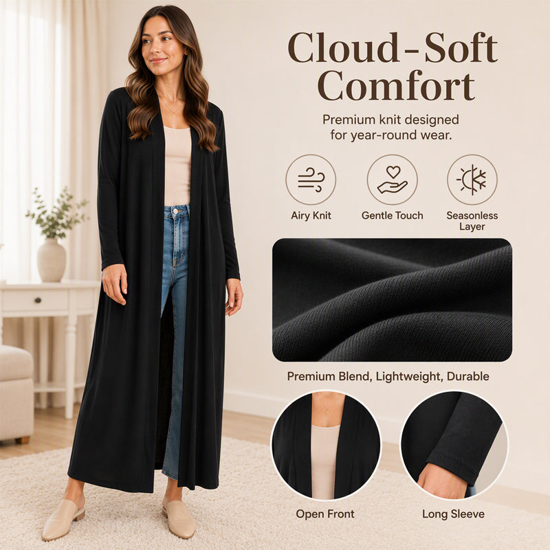 Women's Open Front Maxi Long Cardigan