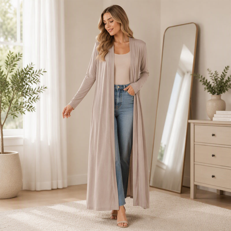 Women's Open Front Maxi Long Cardigan