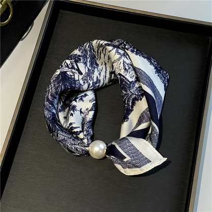 ✨Limited stock available, don’t miss out!🎉No-Tie Magnetic Pearl Clasp Soft Scarf
