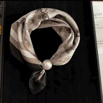 ✨Limited stock available, don’t miss out!🎉No-Tie Magnetic Pearl Clasp Soft Scarf