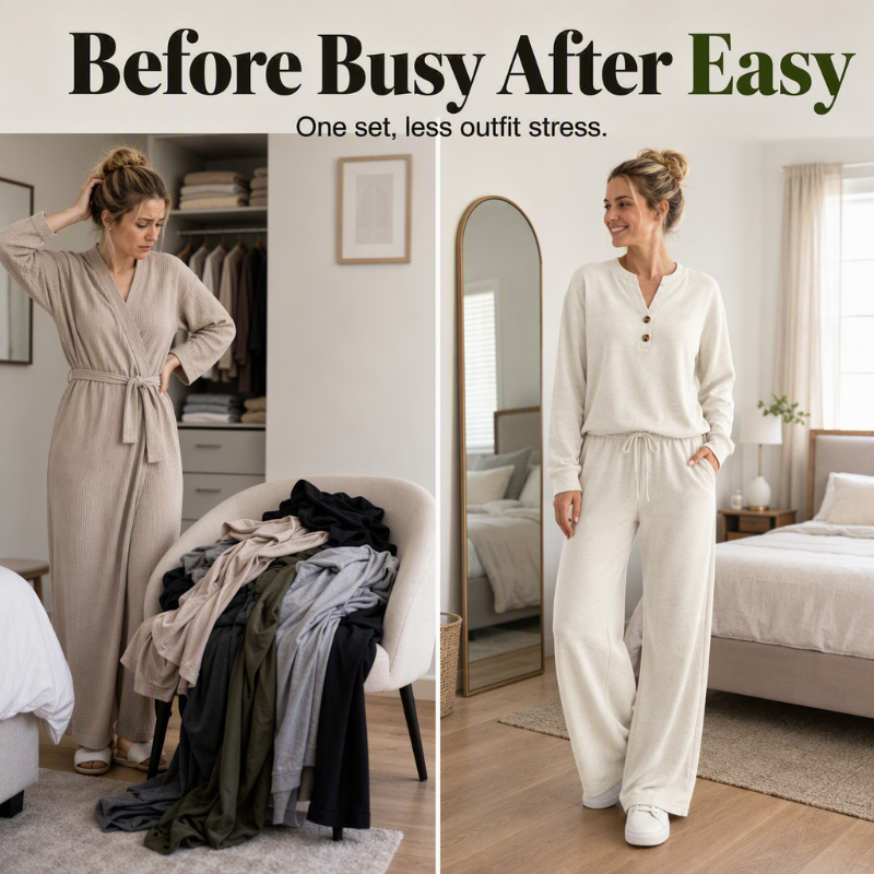 ⏰ Seasonal changeover sale: 50% off – quality at half the price! ✨Women's Effortless Top & Wide-leg Pants Set