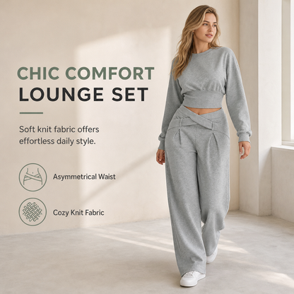 ⏰ Last Day of the Sale – 50% OFF ✨Casual Sporty Autumn Winter Long Sleeve T-Shirt and Loose Cross Waist Wide Leg Pants Two Piece Set