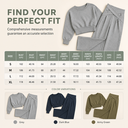 ⏰ Last Day of the Sale – 50% OFF ✨Casual Sporty Autumn Winter Long Sleeve T-Shirt and Loose Cross Waist Wide Leg Pants Two Piece Set