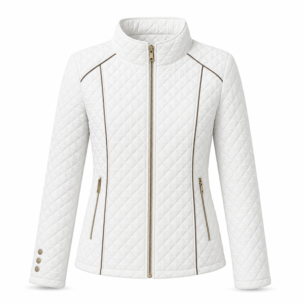 Lightweight Warmth, Beautiful Everyday Style — Women's Quilted Padded Zip-Up Jacket with a Chic Stand Collar, Classic Stitching, and a Flattering Casual Silhouette for Cooler Days