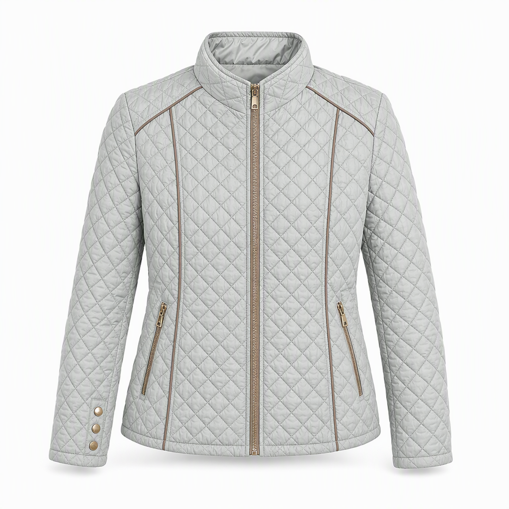 Lightweight Warmth, Beautiful Everyday Style — Women's Quilted Padded Zip-Up Jacket with a Chic Stand Collar, Classic Stitching, and a Flattering Casual Silhouette for Cooler Days