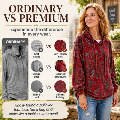 ⏰ Seasonal changeover sale: 50% off – quality at half the price! ✨Women's Paisley Print Drawstring Hoodie