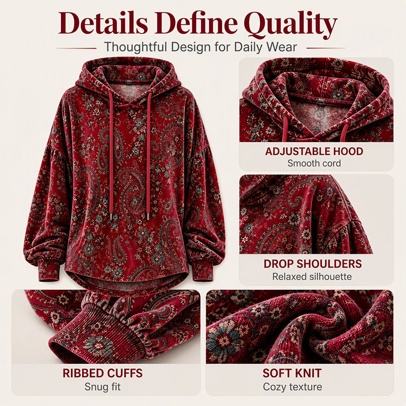⏰ Seasonal changeover sale: 50% off – quality at half the price! ✨Women's Paisley Print Drawstring Hoodie