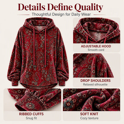 ⏰ Seasonal changeover sale: 50% off – quality at half the price! ✨Women's Paisley Print Drawstring Hoodie
