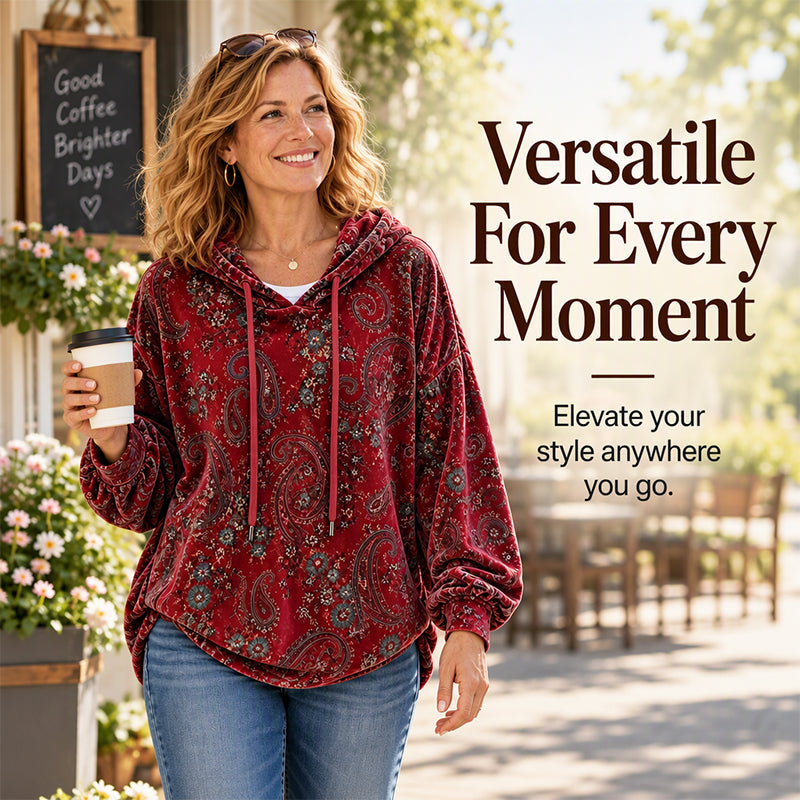 ⏰ Seasonal changeover sale: 50% off – quality at half the price! ✨Women's Paisley Print Drawstring Hoodie